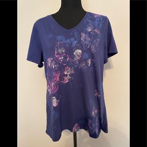 Woman’s V-neck T-shirt with butterflies